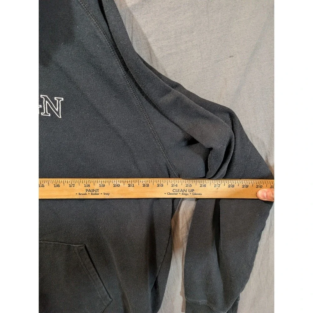 True Religion Mens Black Graphic‎ Hooded Pullover Hoodie Sweatshirt